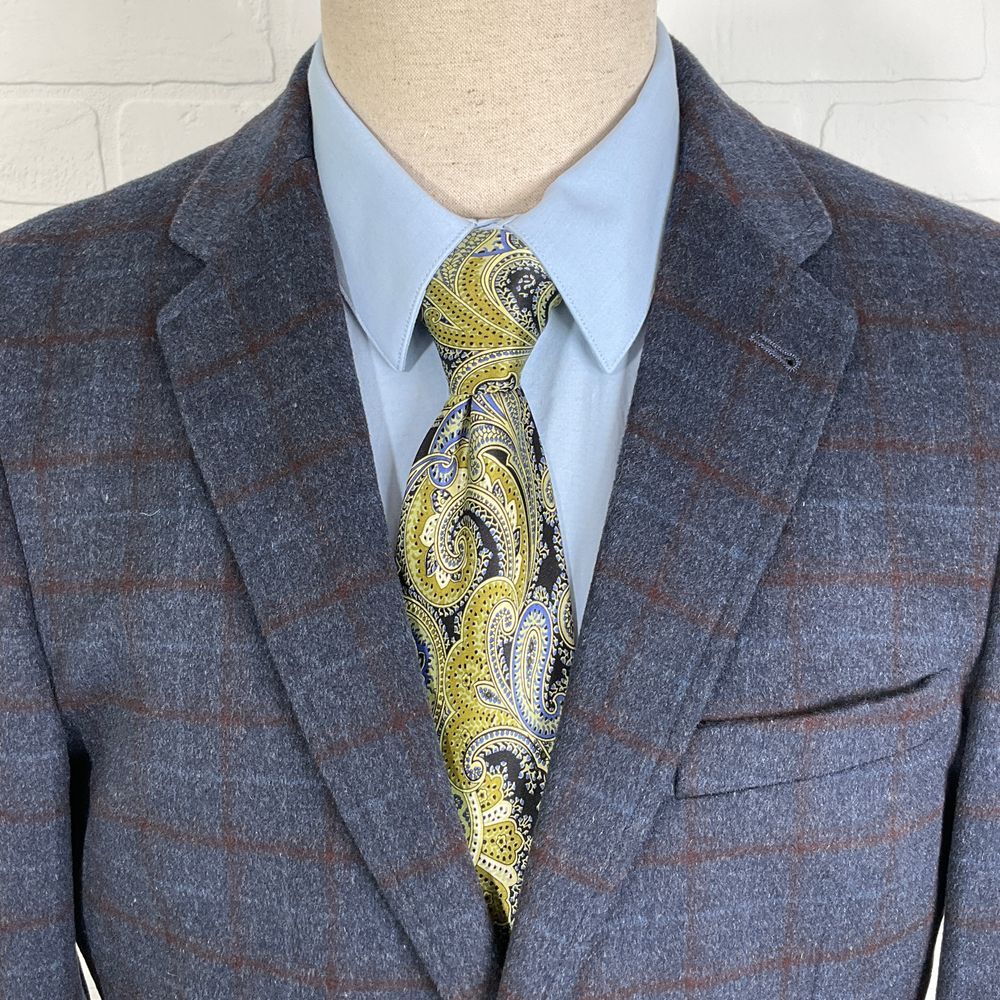 James Tattersall‎ London Blazer Men 40/M Blue Red Windowpane Plaid Wool Jacket